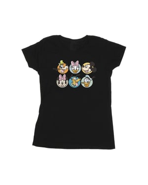 Disney Dames/Dames Mickey Mouse And Friends Gezichten Katoenen T-Shirt (Zwart)