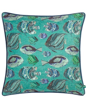 Wylder Tropics Abyss Fish Repeat Chenille Feather Filled Cushion