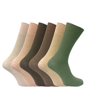 Set van 6 sokken zonder elastiek herensokken van 100% katoen - Beige