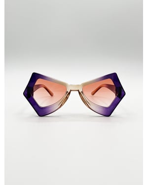 2 Tone Angular Sunglasses in Purple