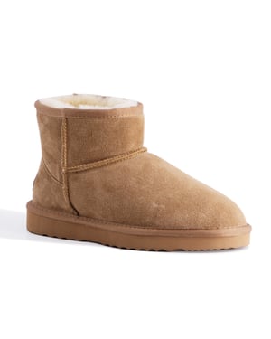 Aus Wooli "Bondi" Australia Short Sheepskin Ankle Boot, Tan
