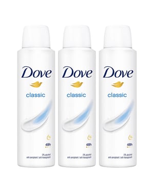 Dove Classic Anti-Perspirant with 48H Sweat Protection Deo for Women 150ml, 3pk