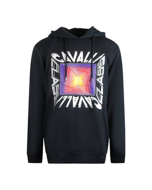 Cavalli Class asymmetrische box-design zwarte hoodie