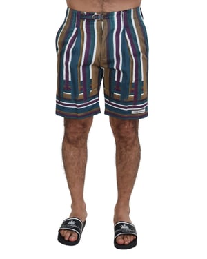 Dolce & Gabbana Multicolore Gestreepte Stretch Katoenen Heren Shorts