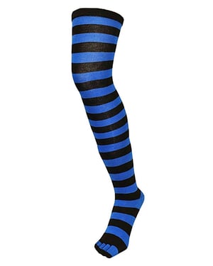 TOETOE - Mens & Ladies Essential Moisture Wicking Cotton Over Knee Toe Socks - Black & Mid-Blue