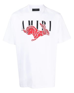 Amiri CNY Bandana Rabbit Print T-Shirt in White