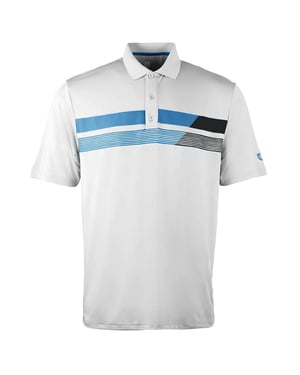 Island Green Asymetric Print Mens Silver/White Golf Polo Shirt