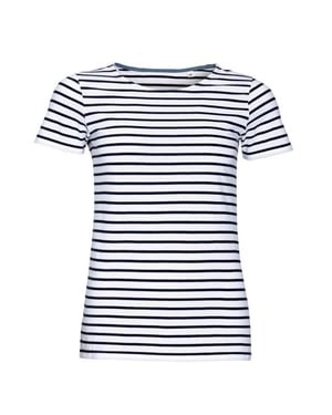 SOLS Dames/dames Miles Gestreept T-Shirt met korte mouwen (Wit/Zwaar)