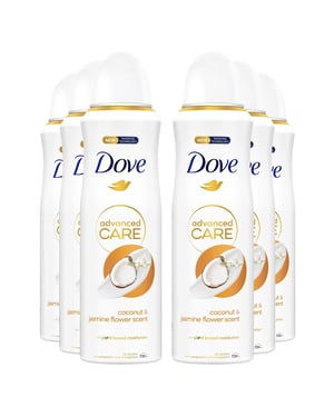 Dove Advanced Care Antiperspirant Deo Coconut & Jasmine Flower Scent 200ml, 6pk