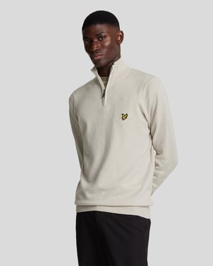 Lyle & Scott Katoenen Merino 1/4 Rits Trui Grijs