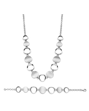 Orphelia Dames 925 Sterling Zilveren Set: Ketting + Armband - Zilver SET-025