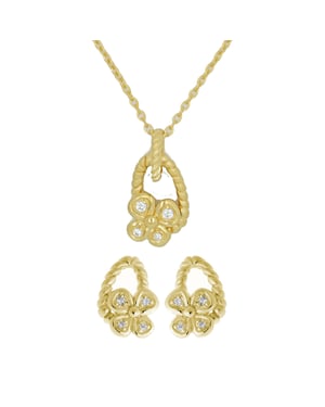 Orphelia Dames 925 Sterling Zilveren Set: Ketting-Pendant + Oorbellen - Gouden SET-6020/2