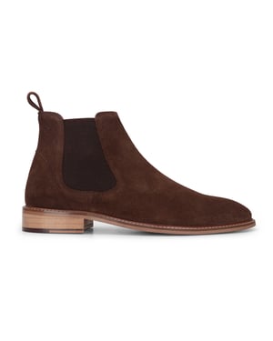 London Brogues Men's Brown Suede Leather Slip-On Chelsea Ankle Boots