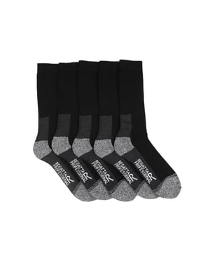 Regatta Mens Boot Socks (Pack of 5) (Black)