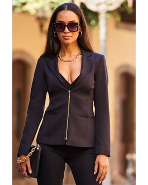Black Zip Front Blazer