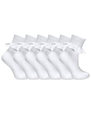 6 Pack Baby Girl Frilly Lace Socks | Sock Snob | Cotton Fancy Socks for Toddler - Pink