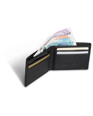 BARNEYS ORIGINALS Real Leather Bi Fold RFID Wallet in Black