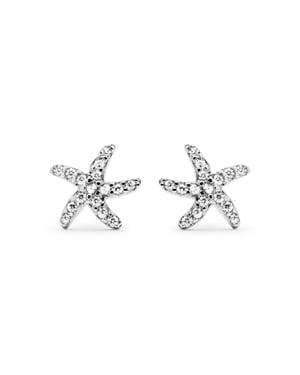 Luxenter oorbellen, met lamya schroefsluiting in 925 sterlingzilver en gerhodineerd, glanzend zirkonia