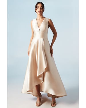 Plunge Waterfall Bridesmaids Maxi Dress