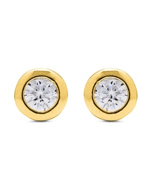 Luxenter Sterling zilveren 925 oorbellen met glanzende zirkonia afgewerkt in 18K geel goud - Zaja