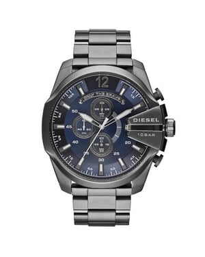 Diesel DZ4329 Mega Chief Chronograaf Blauwe Wijzerplaat Gunmetal Ion-plated Herenhorloge