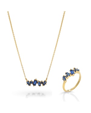 Orphelia 'Novel' Dames 925 Sterling Zilveren Set: Ketting + Ring - Gouden SET-7534