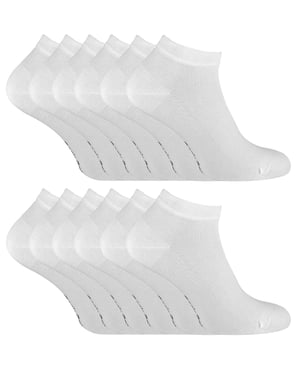 12 Pair Multipack Mens Bamboo Trainer Socks | Breathable Socks - White