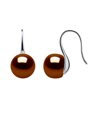 Oorbellen Hooks zoetwaterparels 9-10 mm Knopen van de Chocolade 925