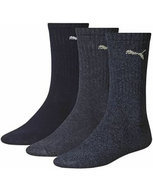 Puma Unisex Sportsokken voor volwassenen (set van 3 stuks) (Marine)