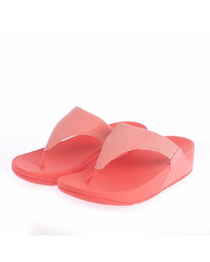 Dames Fit Flop Lulu Shimmerlux teen-post sandalen in koraal