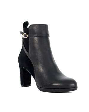 Dune Ladies Ottara - Branded Buckle Heeled Ankle Boot