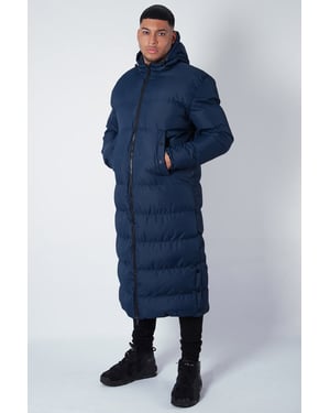 Soulstar Mens Longline Padded Puffer Jacket Hooded
