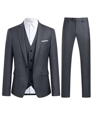 3-delad Slim Fit One Button Fashion DimGrey Kostym