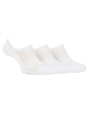 Ladies Bamboo No Show Socks | Jeep | Breathable Anti Blister Cushioned Invisible Socks with Non Slip Heel Grip - White