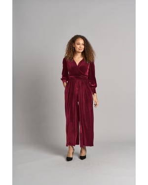 Ava jumpsuit i sammet - Berry