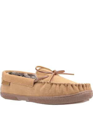 Hush Puppies Mens Ace Slip On Leather Slipper (Tan)