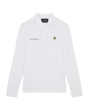 Lyle & Scott White Co-ordinate Print Logo Long Sleeved Polo Shirt
