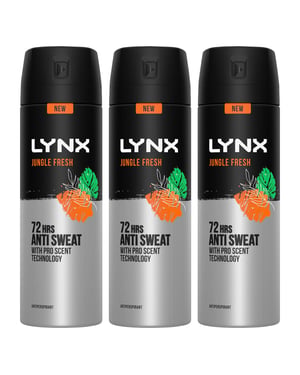 Lynx Jungle Fresh Antiperspirant Spray 72H Protection Deodorant 200ml, 3 Pack
