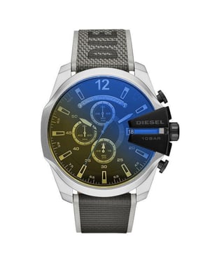 Diesel DZ4523 MEGA CHIEF Chrono Oversize 54mm Leer Zwart Grijs Heren Polshorloge
