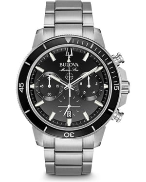 Bulova Marine Star Heren Zilveren Horloge 96B272
