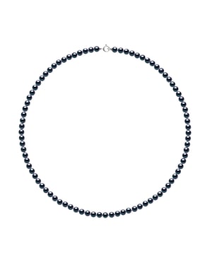 Rank ketting kralen zoetwater 4-5mm Ronde Zwart Wit Goud 18 Karaat
