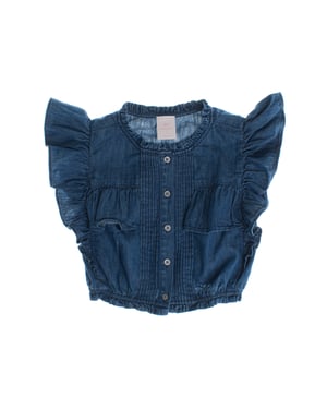 Short sleeve denim shirt with ruffles 786958 girl