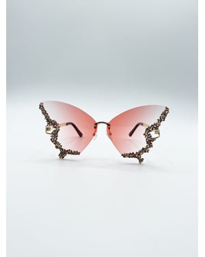 Butterfly Lens with Crystal Detail in Gradient Pink