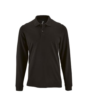 SOLS Heren Perfecte Lange Mouw Pique Polo Shirt (Zwart)