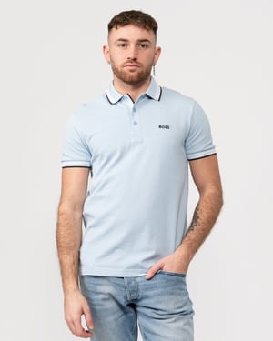 BOSS Green Paddy Mens Organic Cotton Polo With Contrast Logo Details