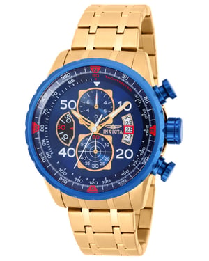 Invicta Aviator 19173 Heren Horloge - Quartz Uurwerk - Roestvrij Staal met blauwe Wijzerplaat - 48mm