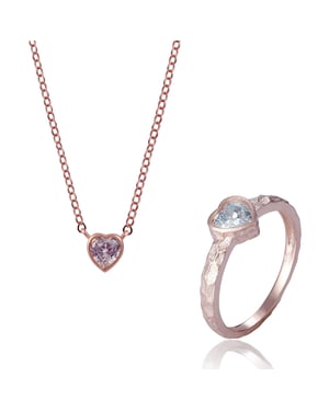 Orphelia 'Nora' Dames 925 Zilver Set: Halsketting + Ring - Roze SET-7435