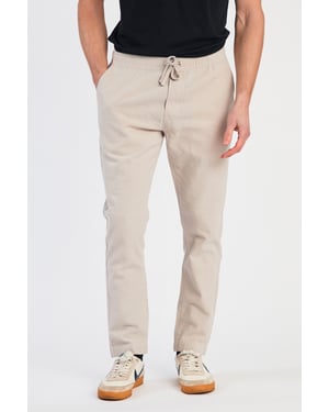 Stone Linen Blend Cuffed Trousers