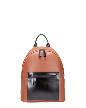 LEATHER TWO-TONE ZIP AROUND BACKPACK