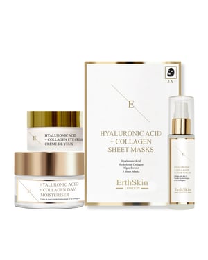 Hyaluronsyra & Kollagen Dagkräm 50ml + Hyaluronsyra & Kollagen Serum - 60ml + Hyaluronsyra & Kollagen Mask - 3 ark+Hyaluronsyra + Kollagen Pro Age Ögonkräm 30ml